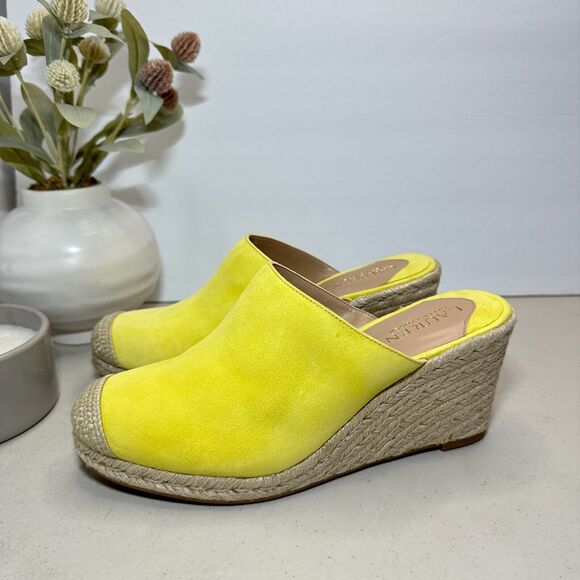Lauren Ralph Lauren Pennie Espadrille Wedge Pumps Leather Yellow Women 8 NWOB - Picture 4 of 11